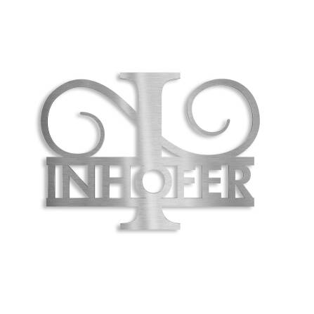 Monogramme personnalisé en acier inoxydable Nom 180x270 mm sans fixation