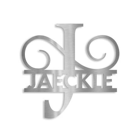 Monogramme personnalisé en acier inoxydable Nom 180x270 mm sans fixation