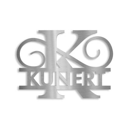 Monogramme personnalisé en acier inoxydable Nom 180x270 mm sans fixation