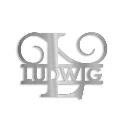 Monogramme personnalisé en acier inoxydable Nom 180x270 mm sans fixation