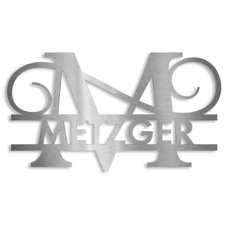 Monogramme personnalisé en acier inoxydable Nom 180x270 mm sans fixation