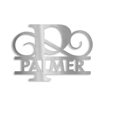 Monogramme personnalisé en acier inoxydable Nom 180x270 mm sans fixation