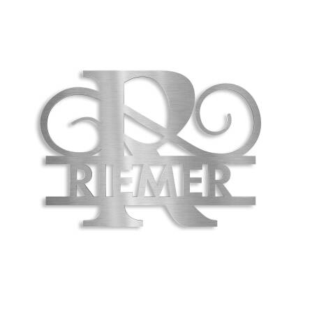 Monogramme personnalisé en acier inoxydable Nom 180x270 mm sans fixation