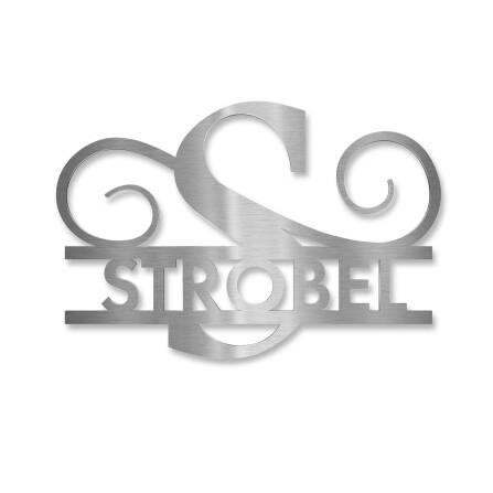 Monogramme personnalisé en acier inoxydable Nom 180x270 mm sans fixation