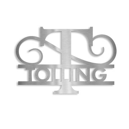 Monogramme personnalisé en acier inoxydable Nom 180x270 mm sans fixation