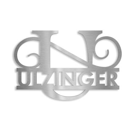 Monogramme personnalisé en acier inoxydable Nom 180x270 mm sans fixation