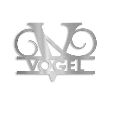 Monogramme personnalisé en acier inoxydable Nom 180x270 mm sans fixation