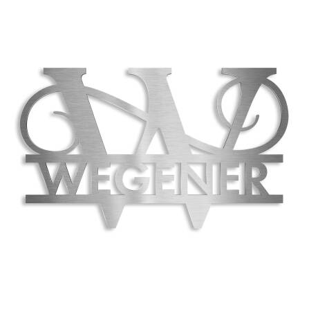 Monogramme personnalisé en acier inoxydable Nom 180x270 mm sans fixation