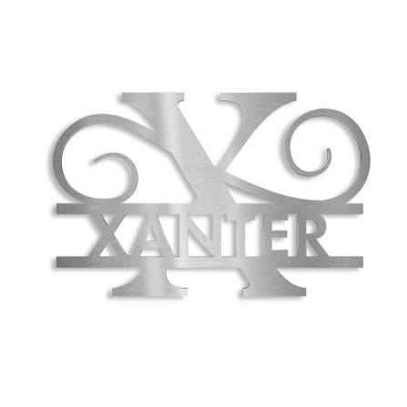 Monogramme personnalisé en acier inoxydable Nom 180x270 mm sans fixation