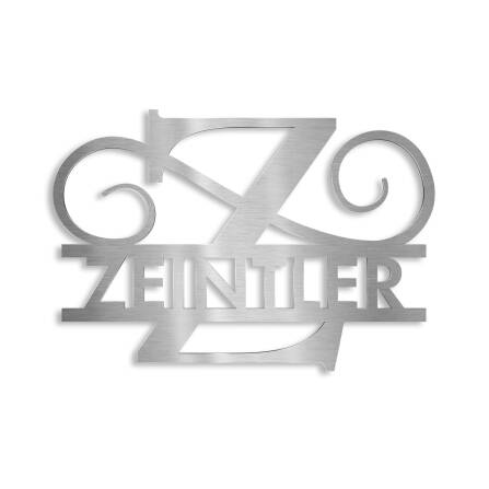 Monogramme personnalisé en acier inoxydable Nom 180x270 mm sans fixation