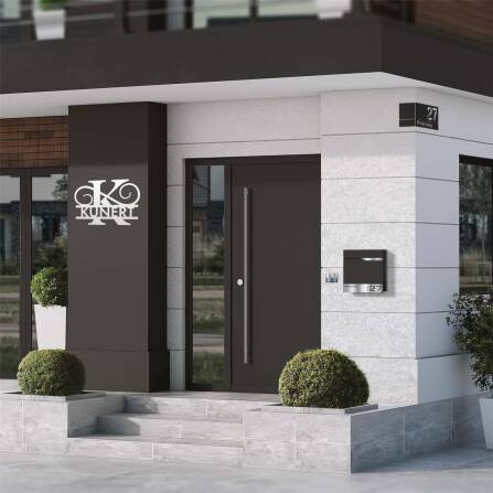 Monogramme personnalisé en acier inoxydable Nom 180x270 mm sans fixation