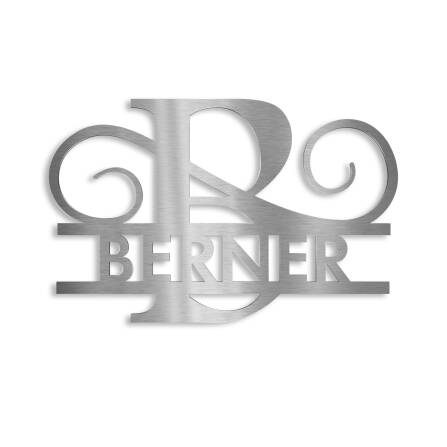 Monogramme personnalisé en acier inoxydable Nom 180x270 mm sans fixation