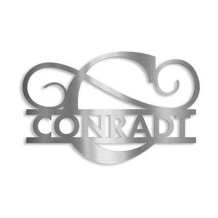 Monogramme personnalisé en acier inoxydable Nom 180x270 mm sans fixation