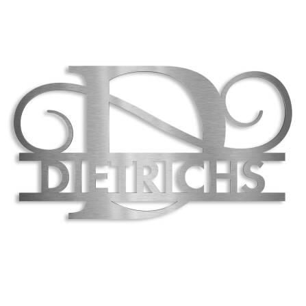 Monogramme personnalisé en acier inoxydable Nom 180x270 mm sans fixation