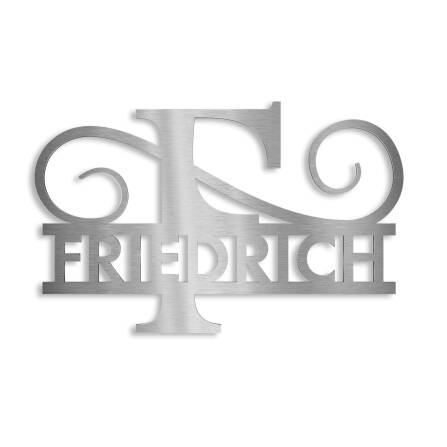 Monogramme personnalisé en acier inoxydable Nom 180x270 mm sans fixation