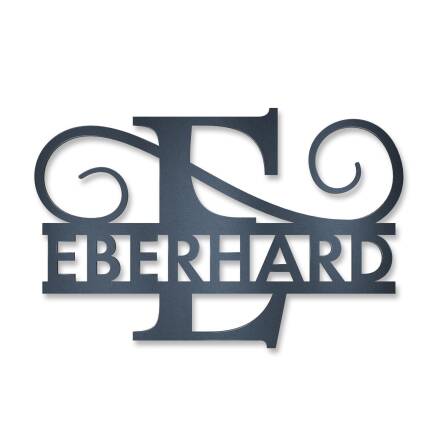 Personalisiertes Namensschild mit Monogramm in Anthrazit RAL 7016