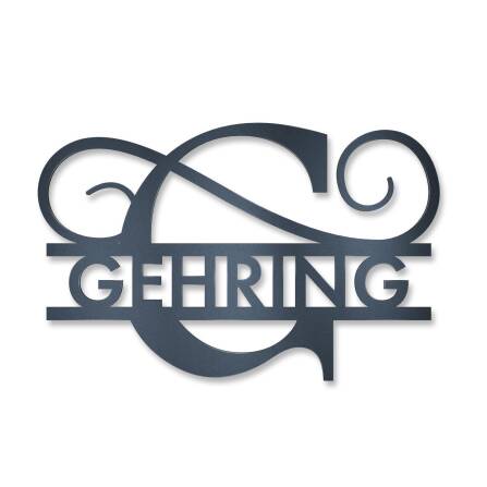 Personalisiertes Namensschild mit Monogramm in Anthrazit RAL 7016