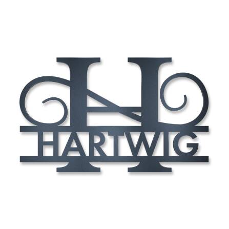 Personalisiertes Namensschild mit Monogramm in Anthrazit RAL 7016