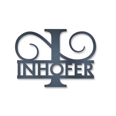 Personalisiertes Namensschild mit Monogramm in Anthrazit RAL 7016