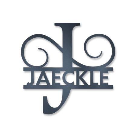 Personalisiertes Namensschild mit Monogramm in Anthrazit RAL 7016