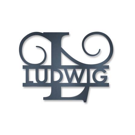 Personalisiertes Namensschild mit Monogramm in Anthrazit RAL 7016