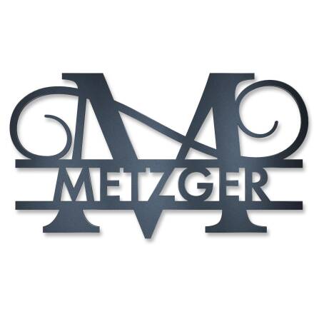 Personalisiertes Namensschild mit Monogramm in Anthrazit RAL 7016