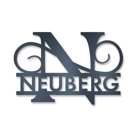 Personalisiertes Namensschild mit Monogramm in Anthrazit RAL 7016