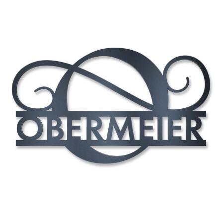 Personalisiertes Namensschild mit Monogramm in Anthrazit RAL 7016