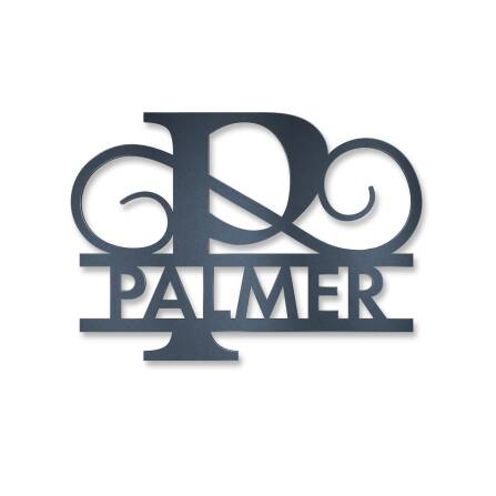 Personalisiertes Namensschild mit Monogramm in Anthrazit RAL 7016