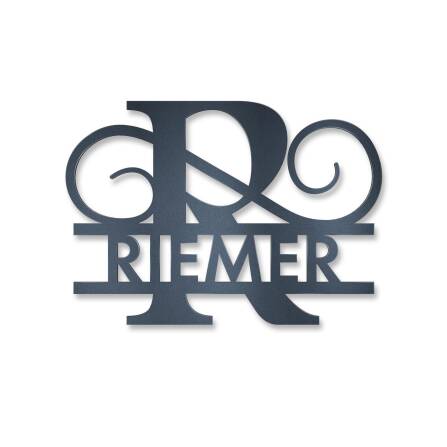 Personalisiertes Namensschild mit Monogramm in Anthrazit RAL 7016