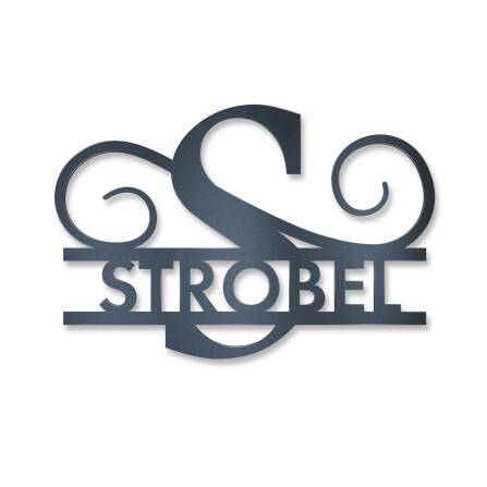 Personalisiertes Namensschild mit Monogramm in Anthrazit RAL 7016