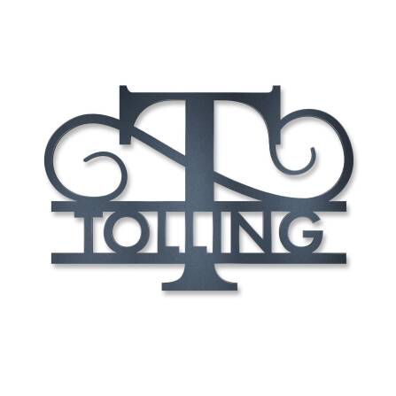 Personalisiertes Namensschild mit Monogramm in Anthrazit RAL 7016