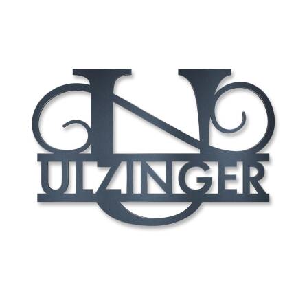 Personalisiertes Namensschild mit Monogramm in Anthrazit RAL 7016