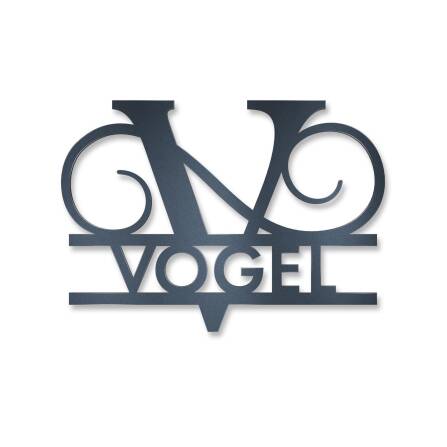 Personalisiertes Namensschild mit Monogramm in Anthrazit RAL 7016