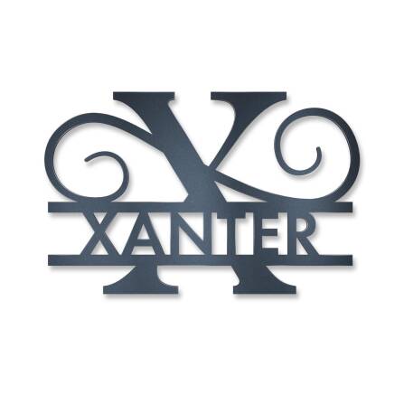 Personalisiertes Namensschild mit Monogramm in Anthrazit RAL 7016