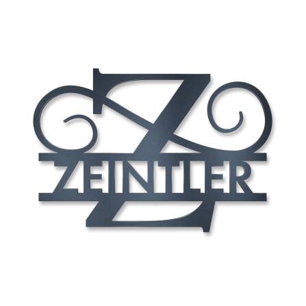 Personalisiertes Namensschild mit Monogramm in Anthrazit RAL 7016