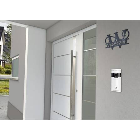 Personalisiertes Namensschild mit Monogramm in Anthrazit RAL 7016