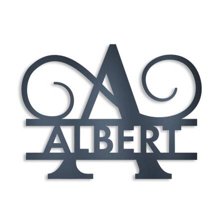 Personalisiertes Namensschild mit Monogramm in Anthrazit RAL 7016