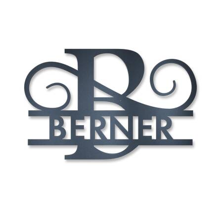 Personalisiertes Namensschild mit Monogramm in Anthrazit RAL 7016