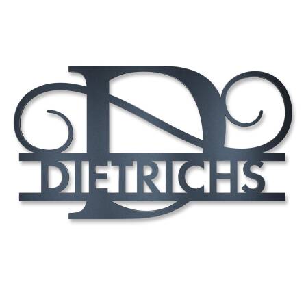 Personalisiertes Namensschild mit Monogramm in Anthrazit RAL 7016