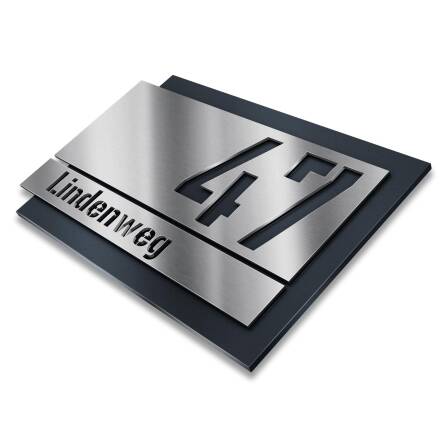 Metzler Individuelle Hausnummer aus Edelstahl | 27 x 17,5 cm