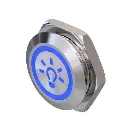Metzler - Drucktaster 19mm - LED Symbol Licht Blau - IP67...