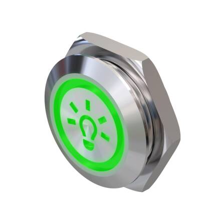 Metzler - Drucktaster 19mm - LED Symbol Licht Grün -...
