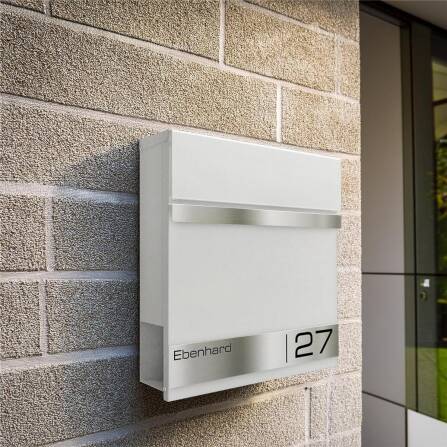 Metzler Briefkasten Weiß mit Lasergravur | Stencil