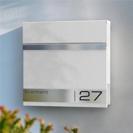 Metzler Briefkasten Weiß mit Lasergravur | Stencil