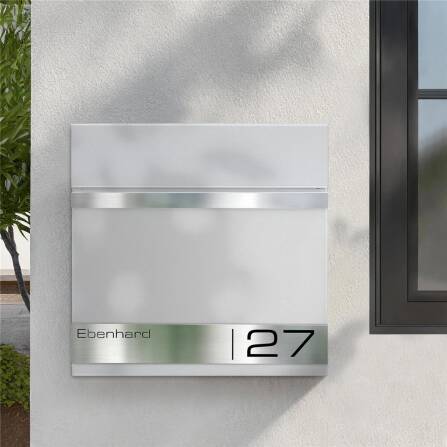 Metzler Briefkasten Weiß mit Lasergravur | Stencil