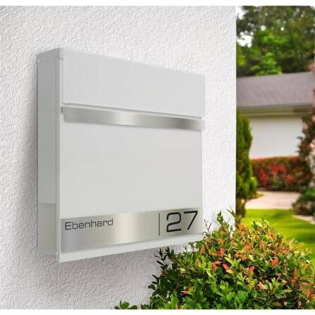 Metzler Briefkasten Weiß mit Lasergravur | Stencil