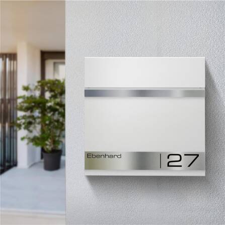 Metzler Briefkasten Weiß mit Lasergravur | Stencil