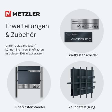 Metzler Briefkasten Schwarz RAL 9005 hochwertiger Stahl | Siebert
