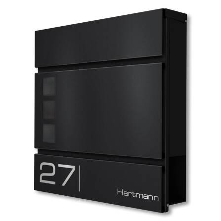 Metzler Briefkasten Schwarz hochwertiger Stahl Sichtfenster | Cube